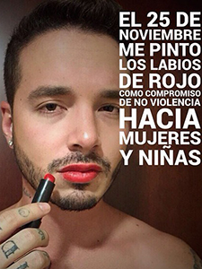 J Balvin pone en el lápiz labial rojo para crear conciencia contra la Violencia Doméstica!!!!